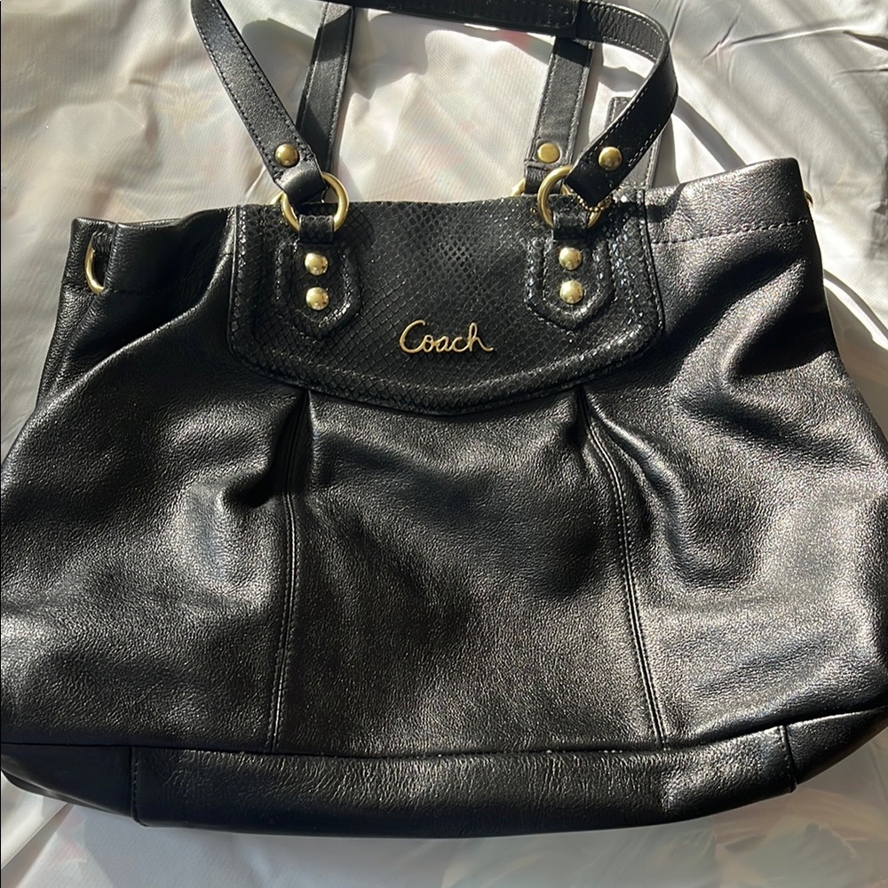 Coach Black Leather Tote Bag